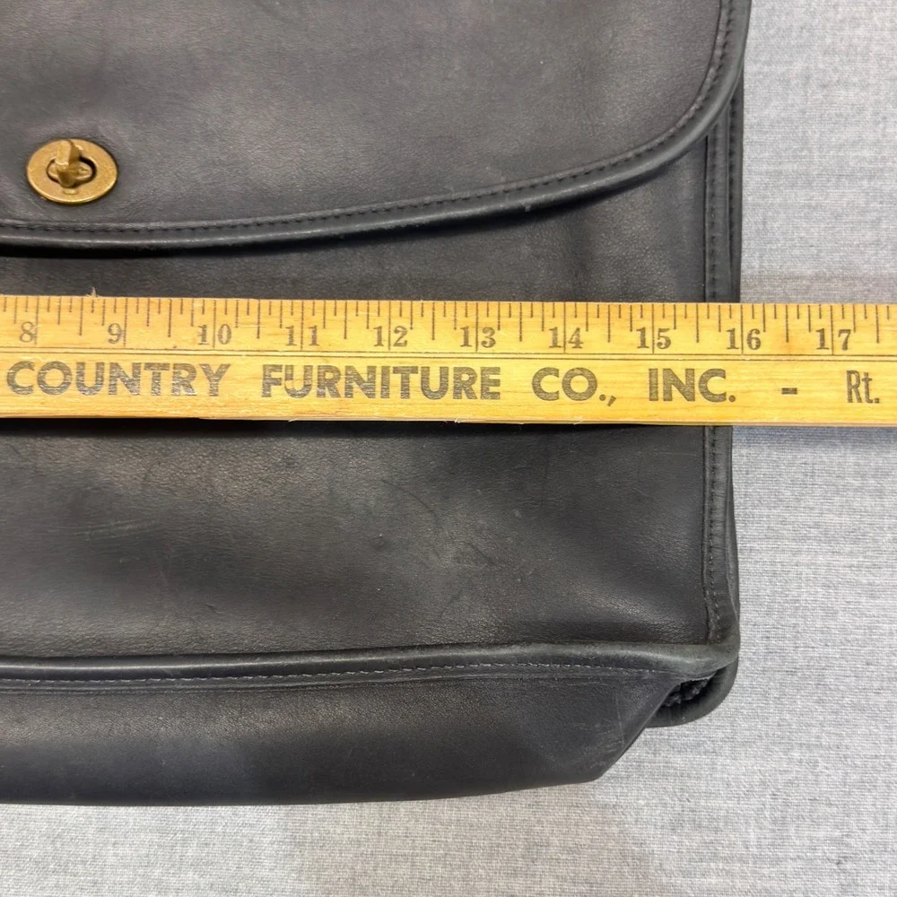 Jack Georges Black Leather Briefcase Messenger Bag Made in USA Brass Turn-lock